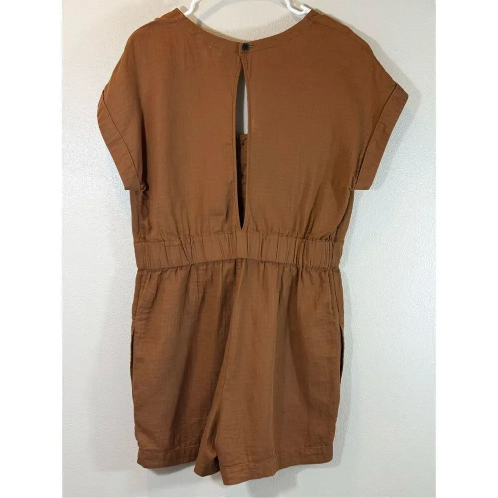 Patagonia Organic Cotton Gauze Open Back Romper Jumpsuit One Piece Women's M
